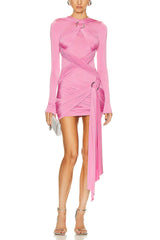 Rafaela Long Sleeved Mini Dress-Pink