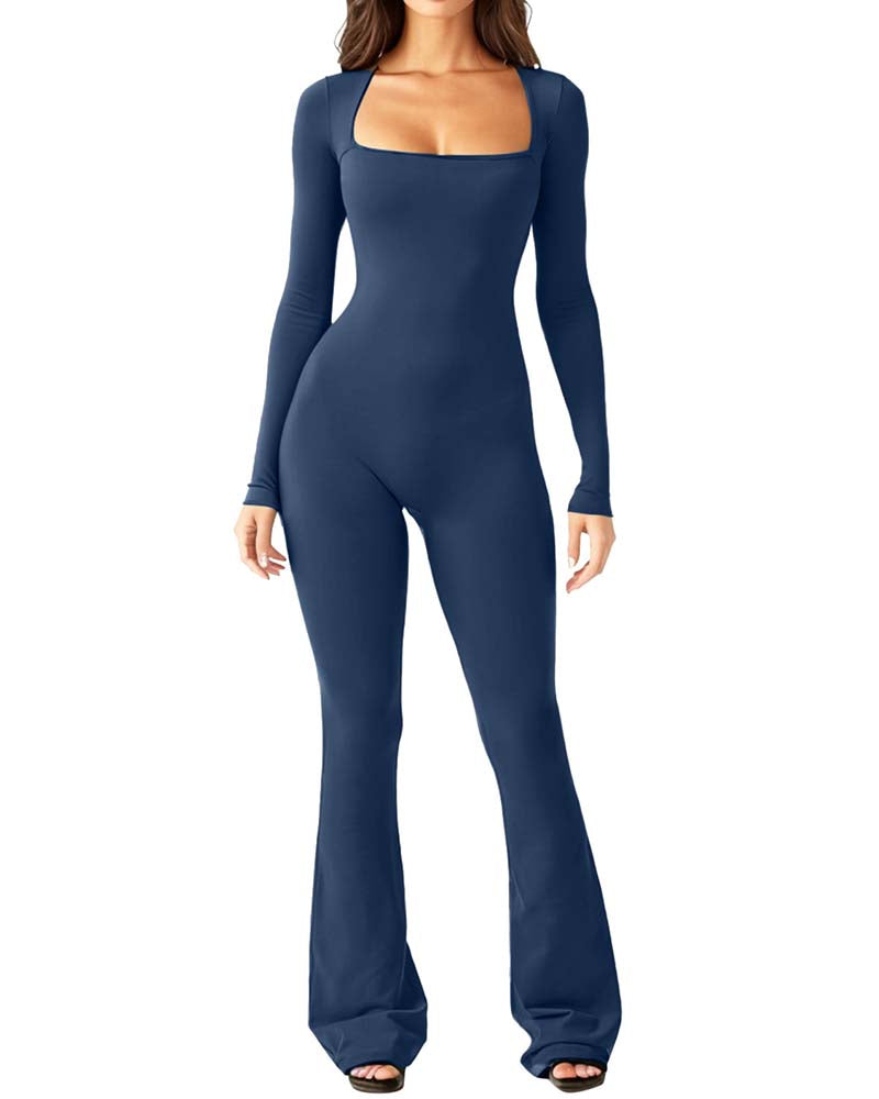 Yoga Jumpsuit With Long Sleeves And Generous Collar