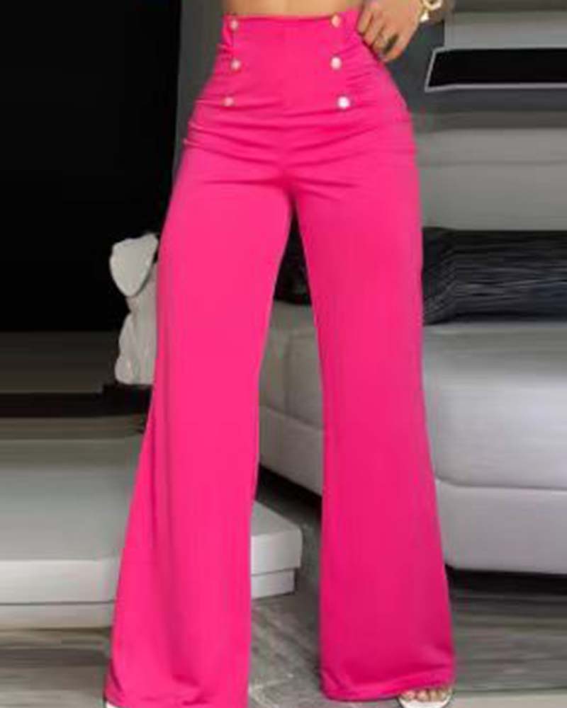 Stylish Slim Personality Double Breasted Flared Pants