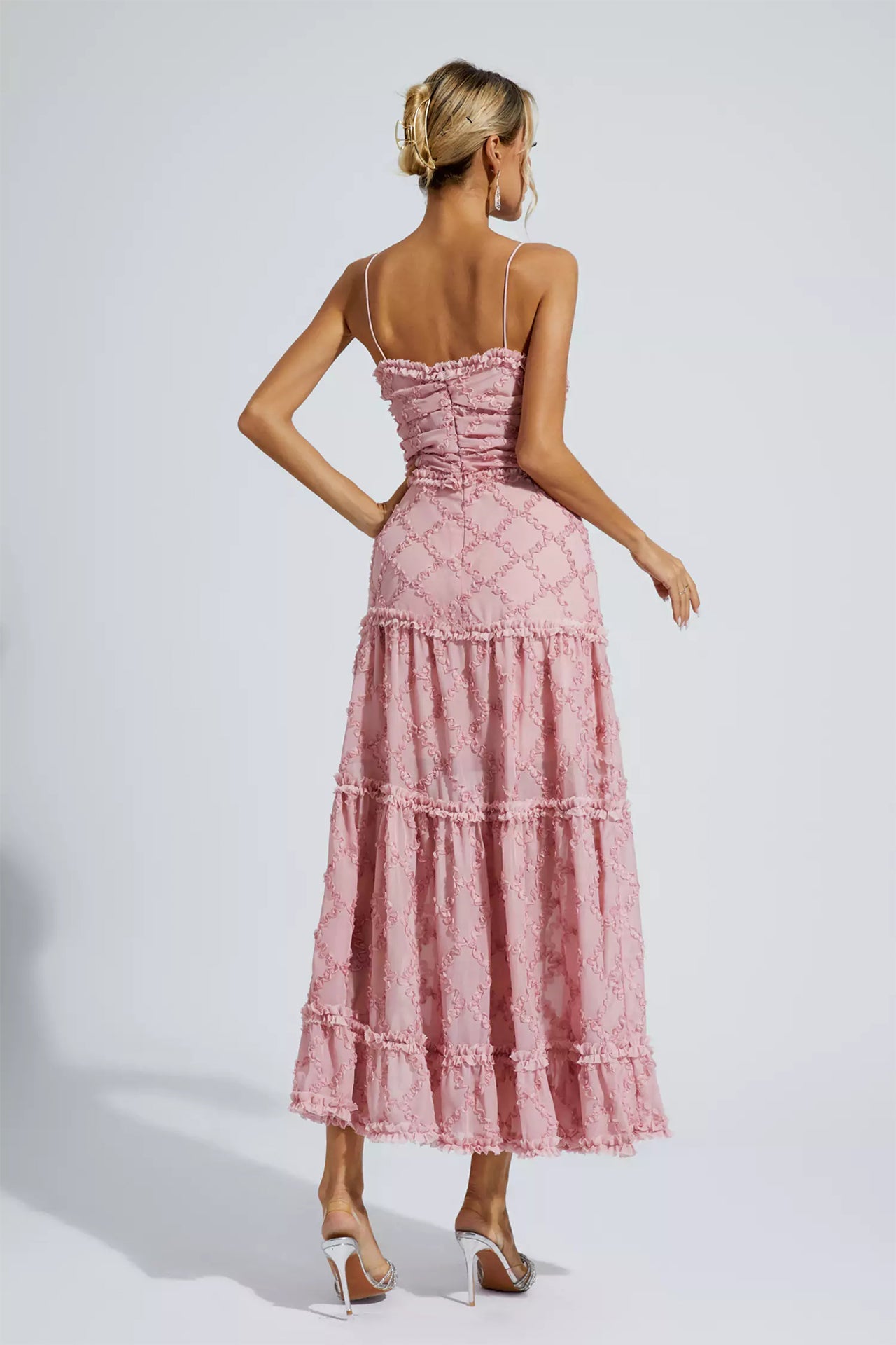 Salma Jacquard Maixi Dress-Pink