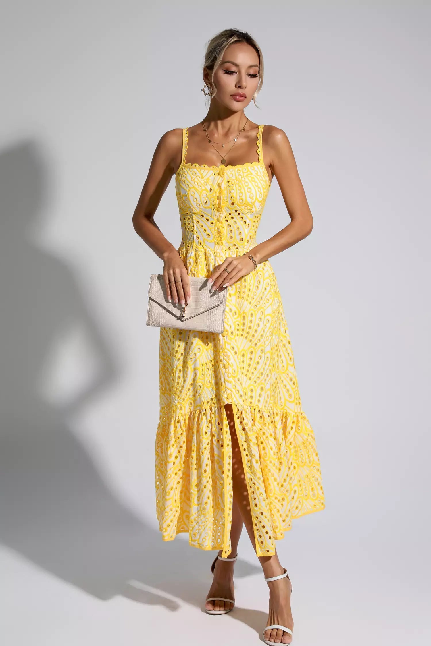 Kaia Printed Maxi Dress-Yellow