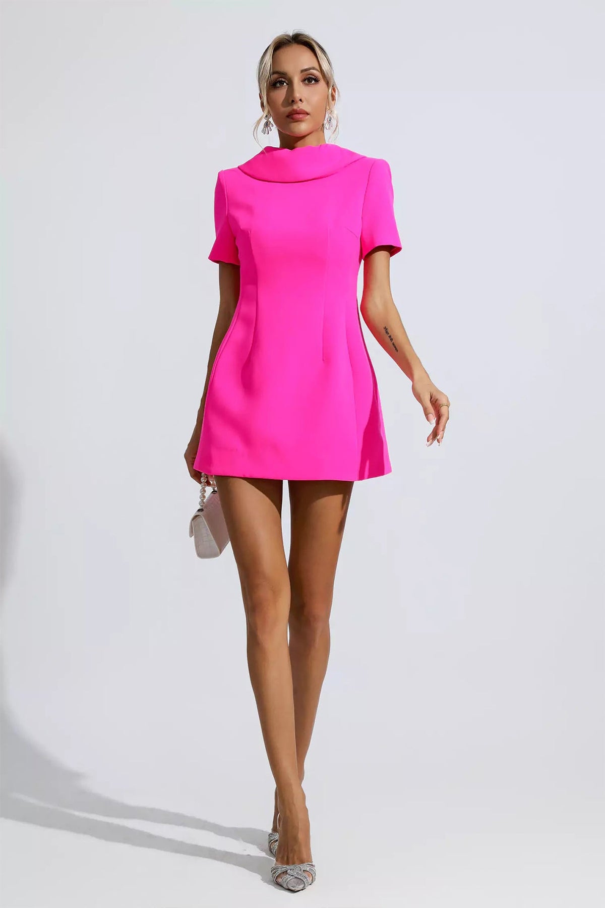 Jacqueline Pink Bow Mini Dress