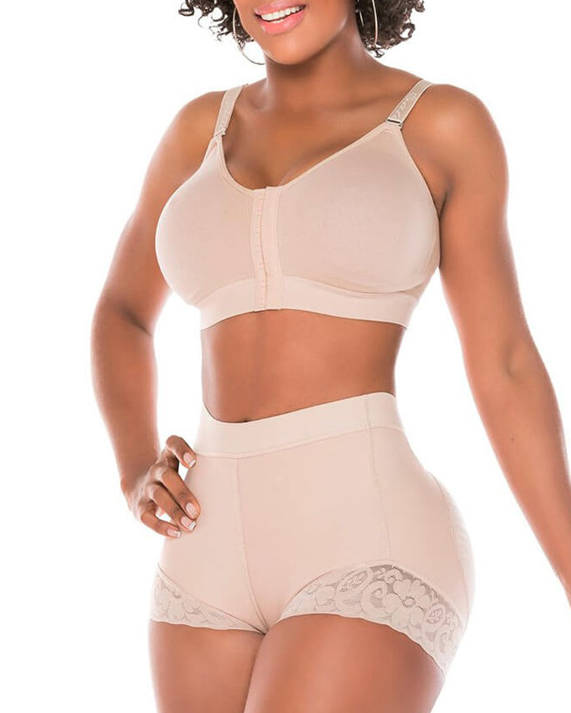 High Waist Women Hip Enhancer Shapewear Tummy Control Lace Body Shaper-curvy-faja