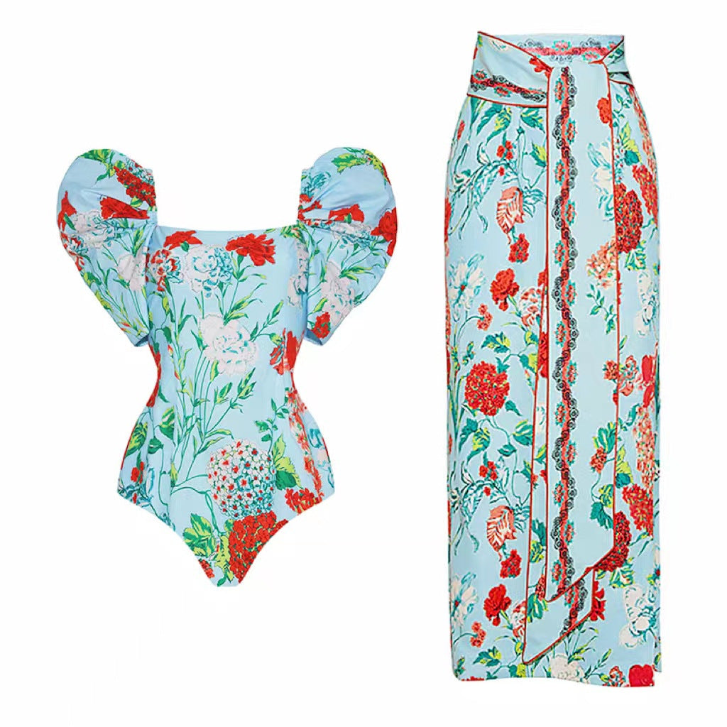 Luna Flower Printed Swimwear Two Piece Set