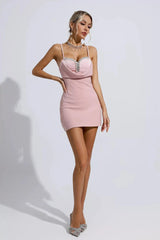 Keira Pink Diamond Pearl Mini Dress