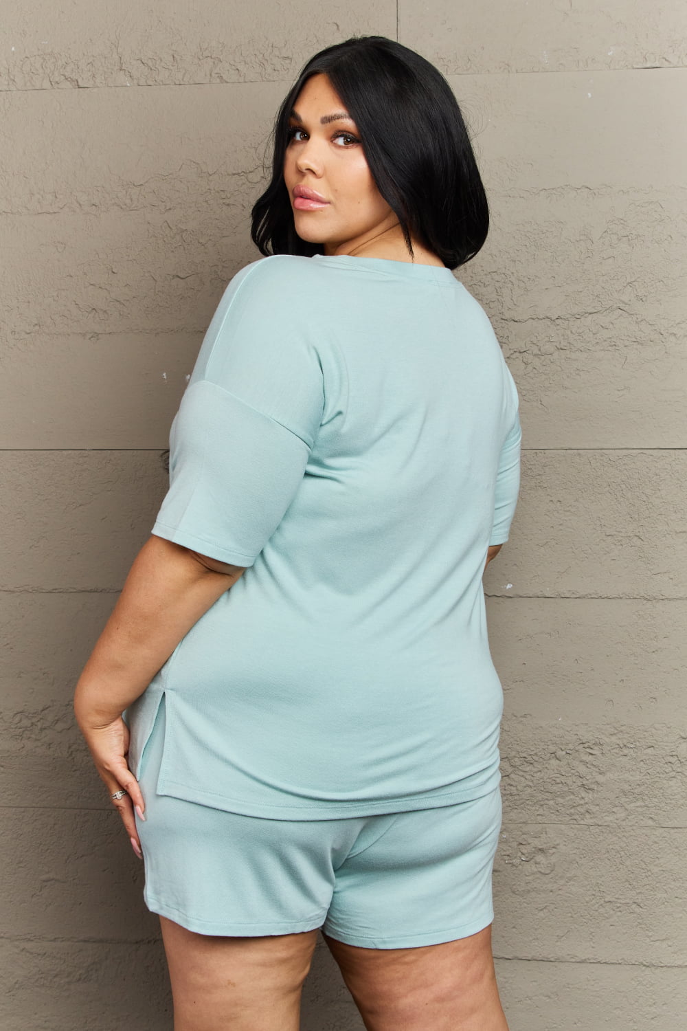 Zenana In The Moment Plus Size Lounge Set in Light Green