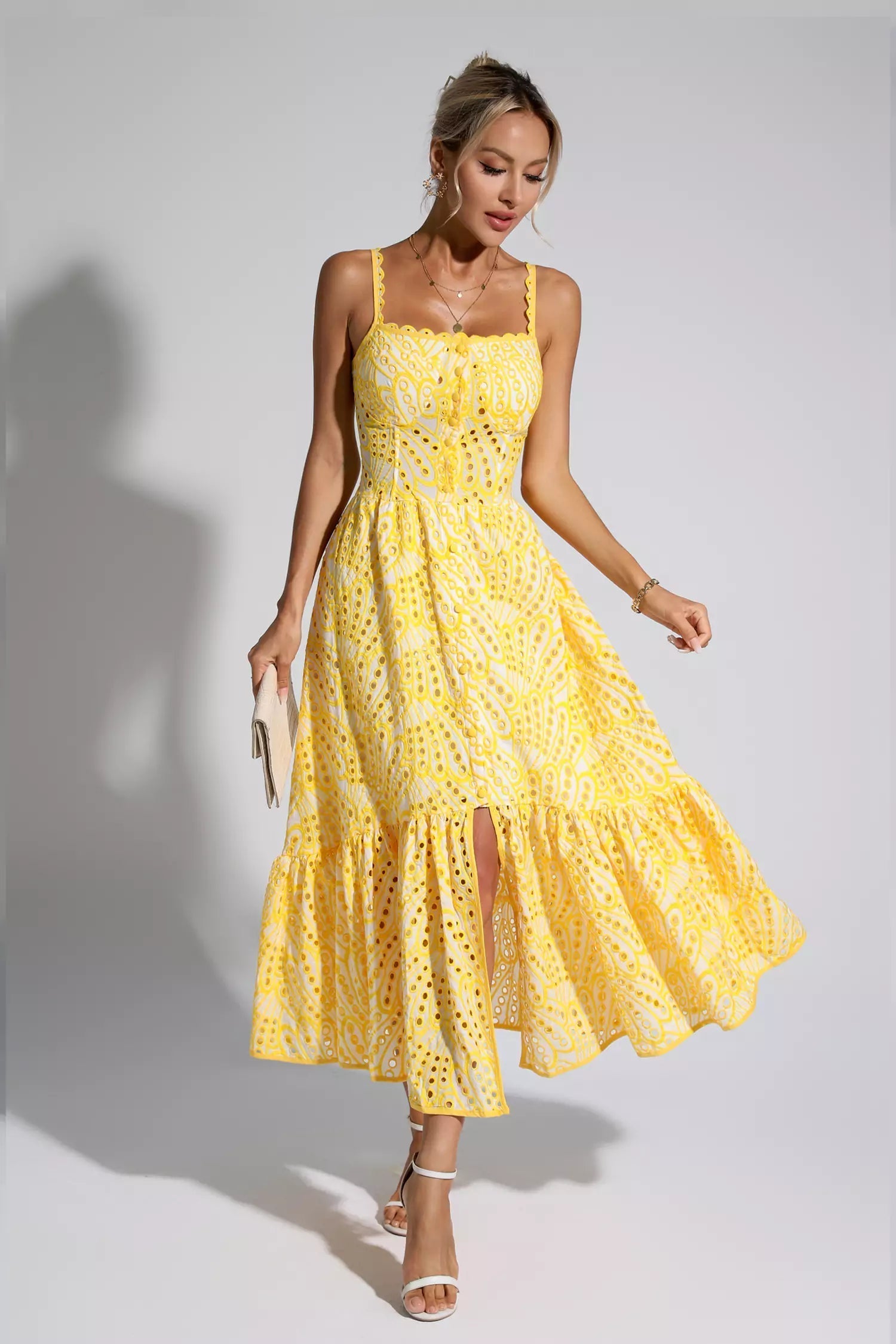 Kaia Printed Maxi Dress-Yellow