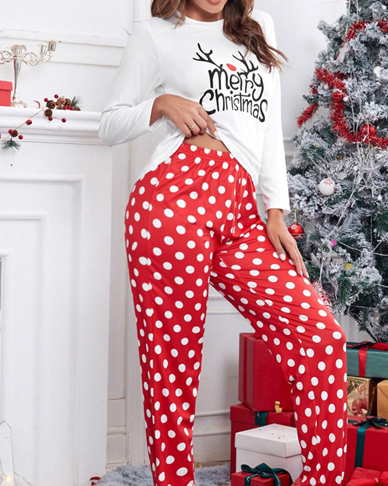 Christmas Print Long Sleeve Pajama Set