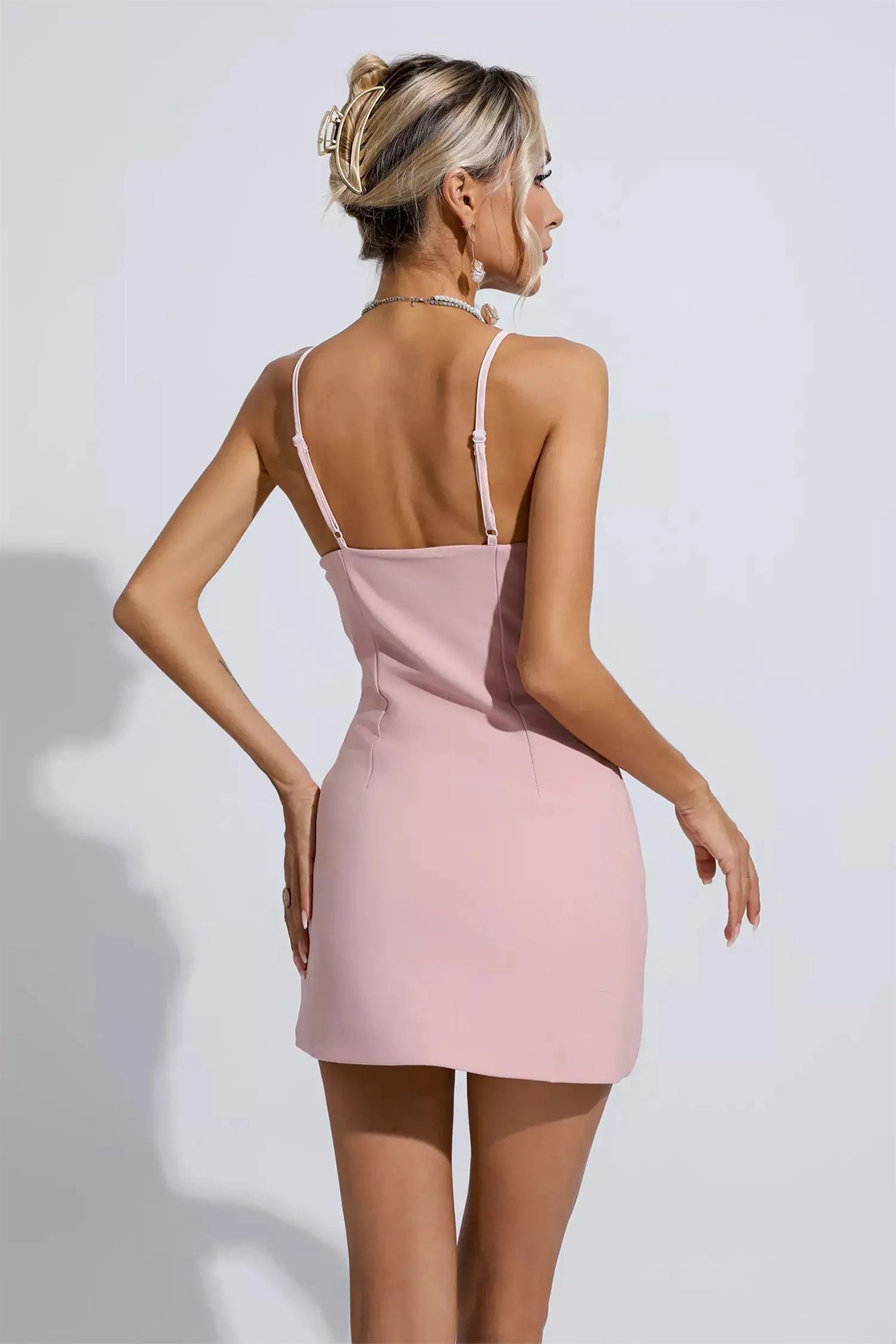 Keira Pink Diamond Pearl Mini Dress