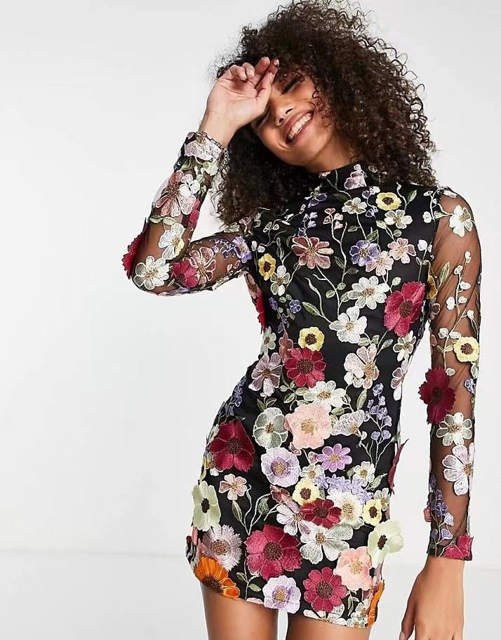 Samantha 3D Flower Mini Dress