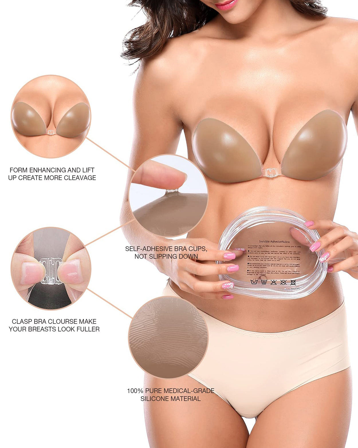 Invisible Silicone Strapless Sticky Plunge Bra