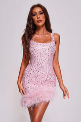 Lousia Sequin Festher Mini Dress