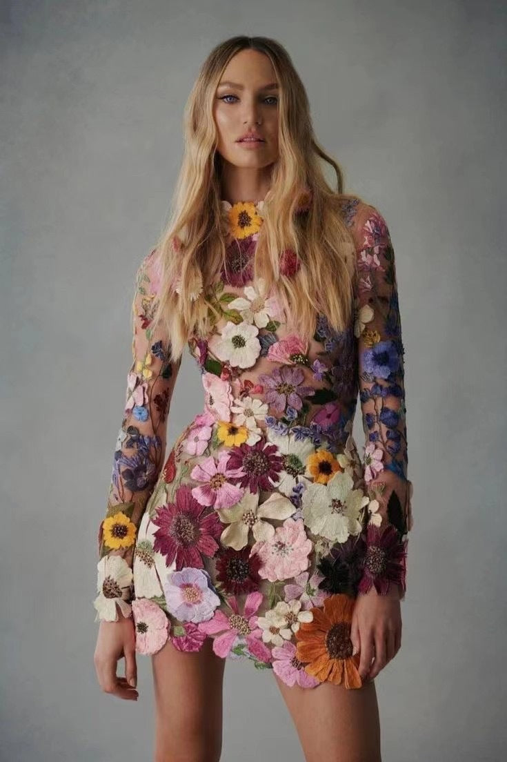 Samantha 3D Flower Mini Dress