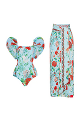 Luna Flower Printed Swimwear Two Piece Set