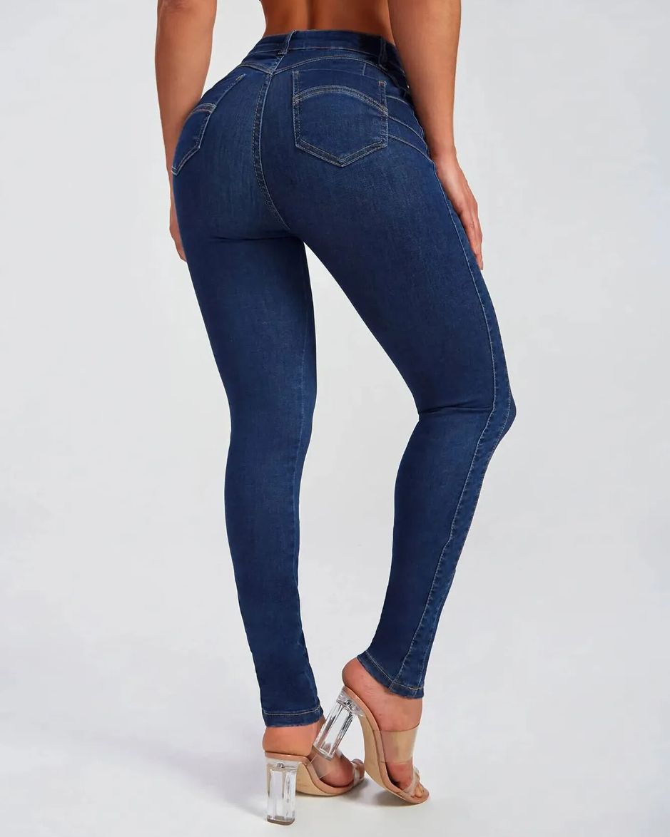 Slim fit pencil pants stretch high-rise jeans