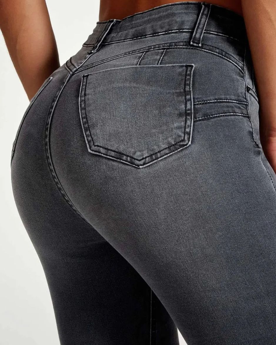 Slim fit pencil pants stretch high-rise jeans