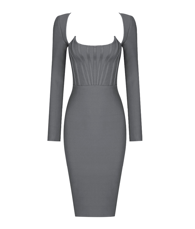 Fiora Grey Midi Dress