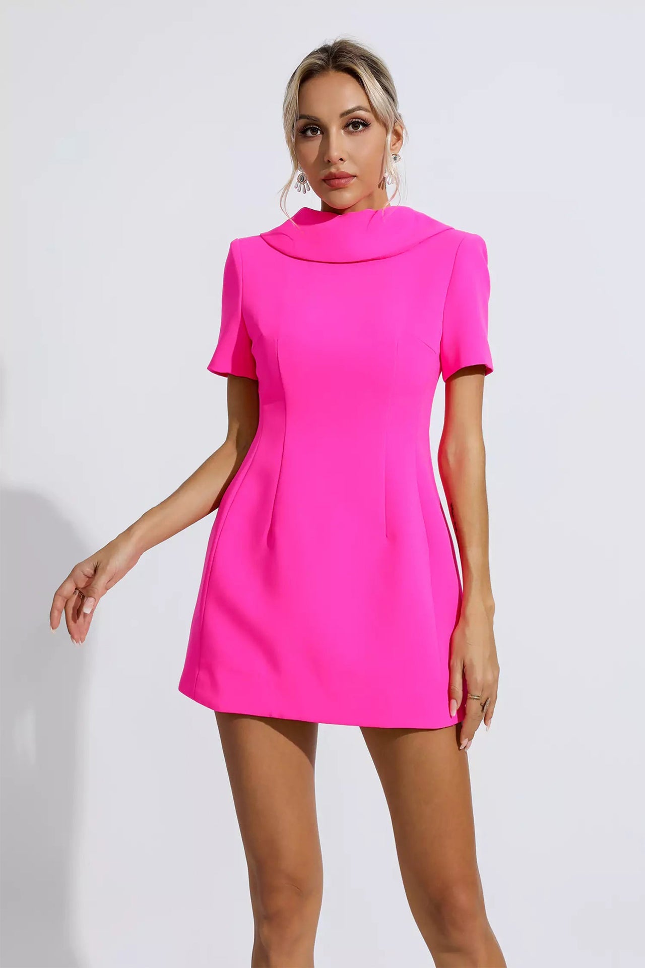 Jacqueline Pink Bow Mini Dress