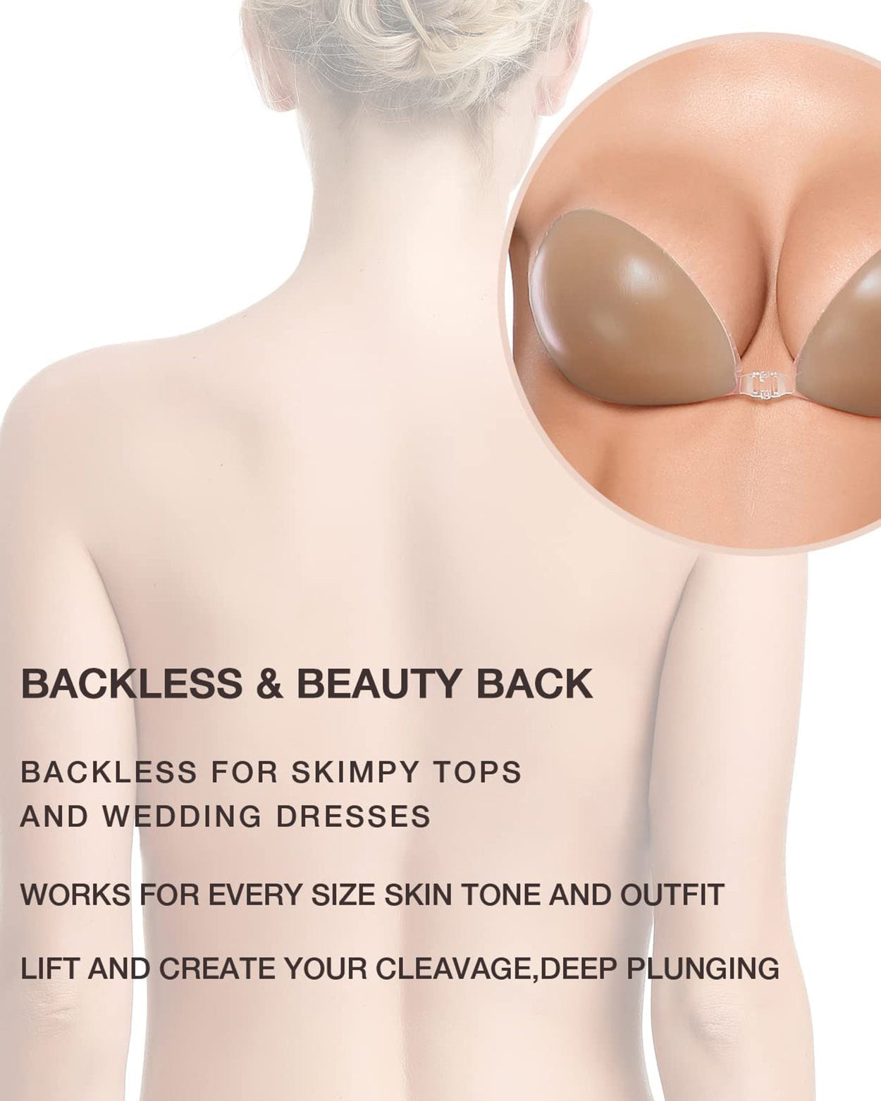 Invisible Silicone Strapless Sticky Plunge Bra