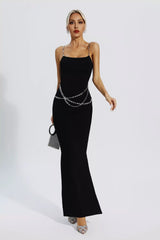 Katalina Black Bodycon Maxi Slip Dress