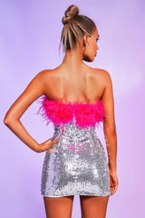 Giela Feather Sequin Mini Dress