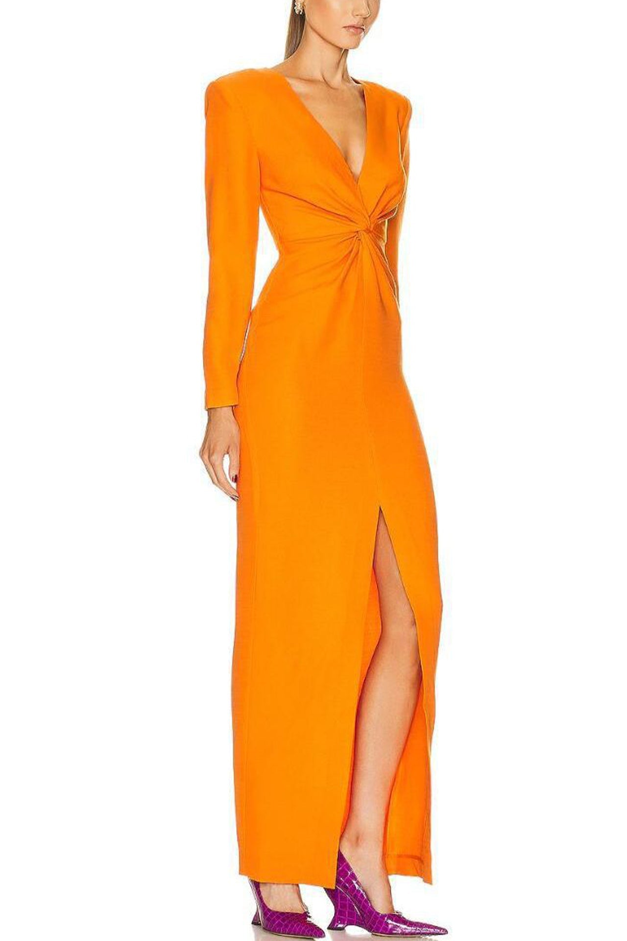 Piper Long Sleeved Maxi Dress-Orange