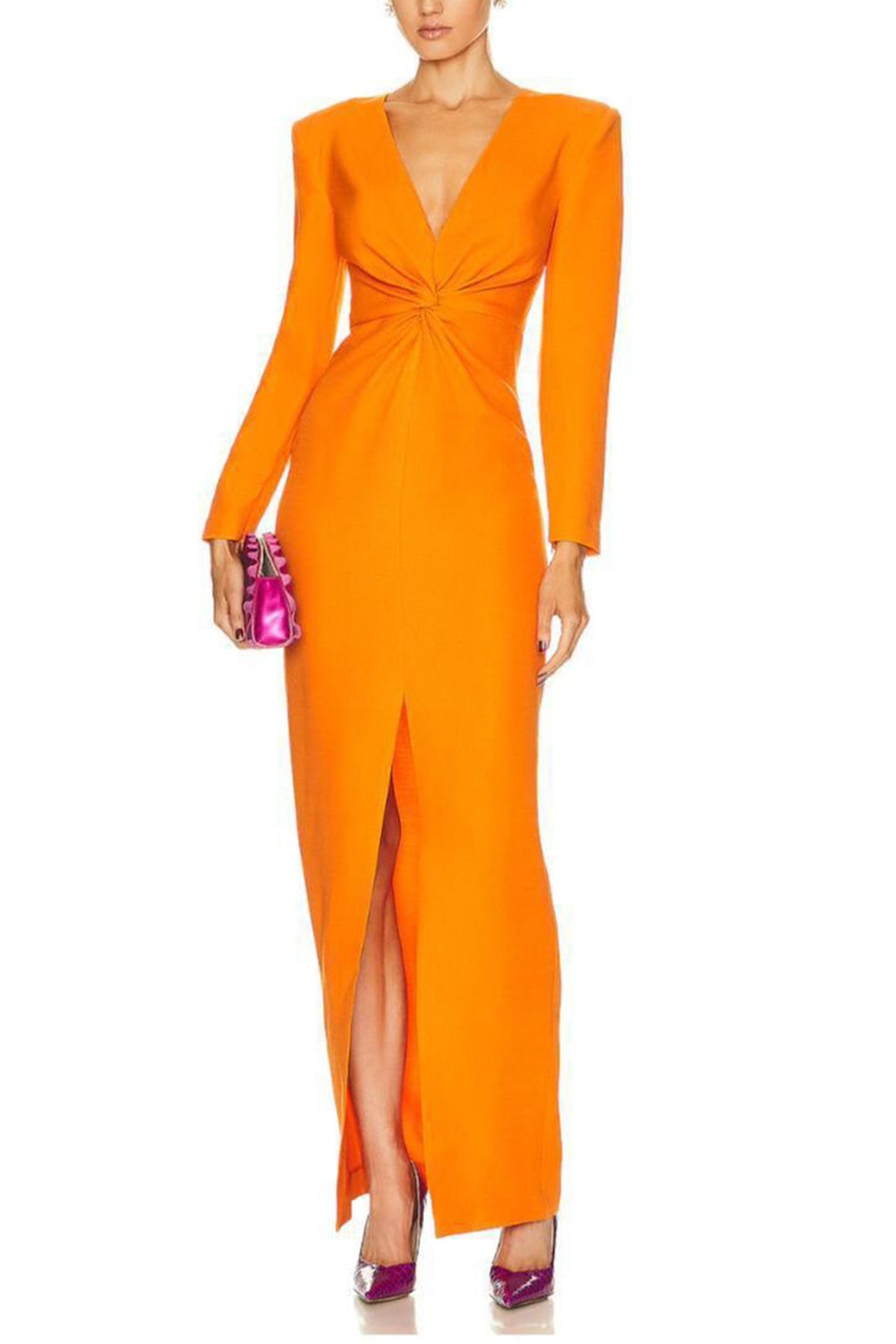 Piper Long Sleeved Maxi Dress-Orange