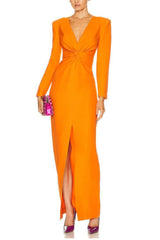 Piper Long Sleeved Maxi Dress-Orange