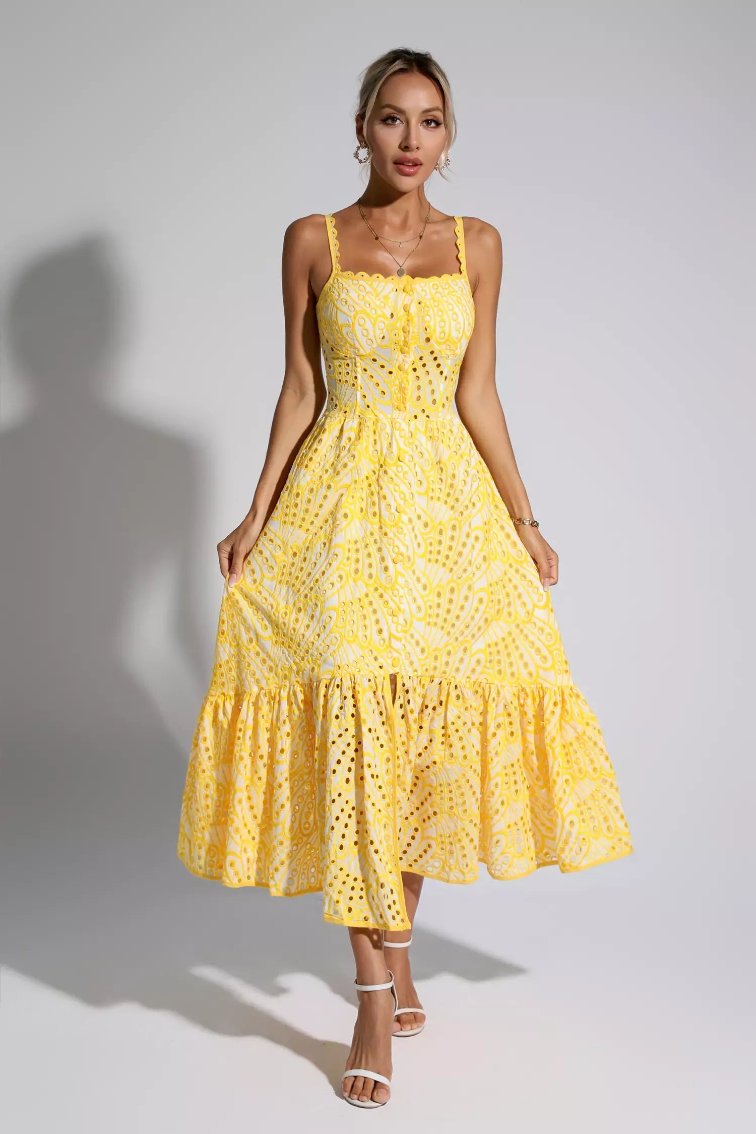 Kaia Printed Maxi Dress-Yellow