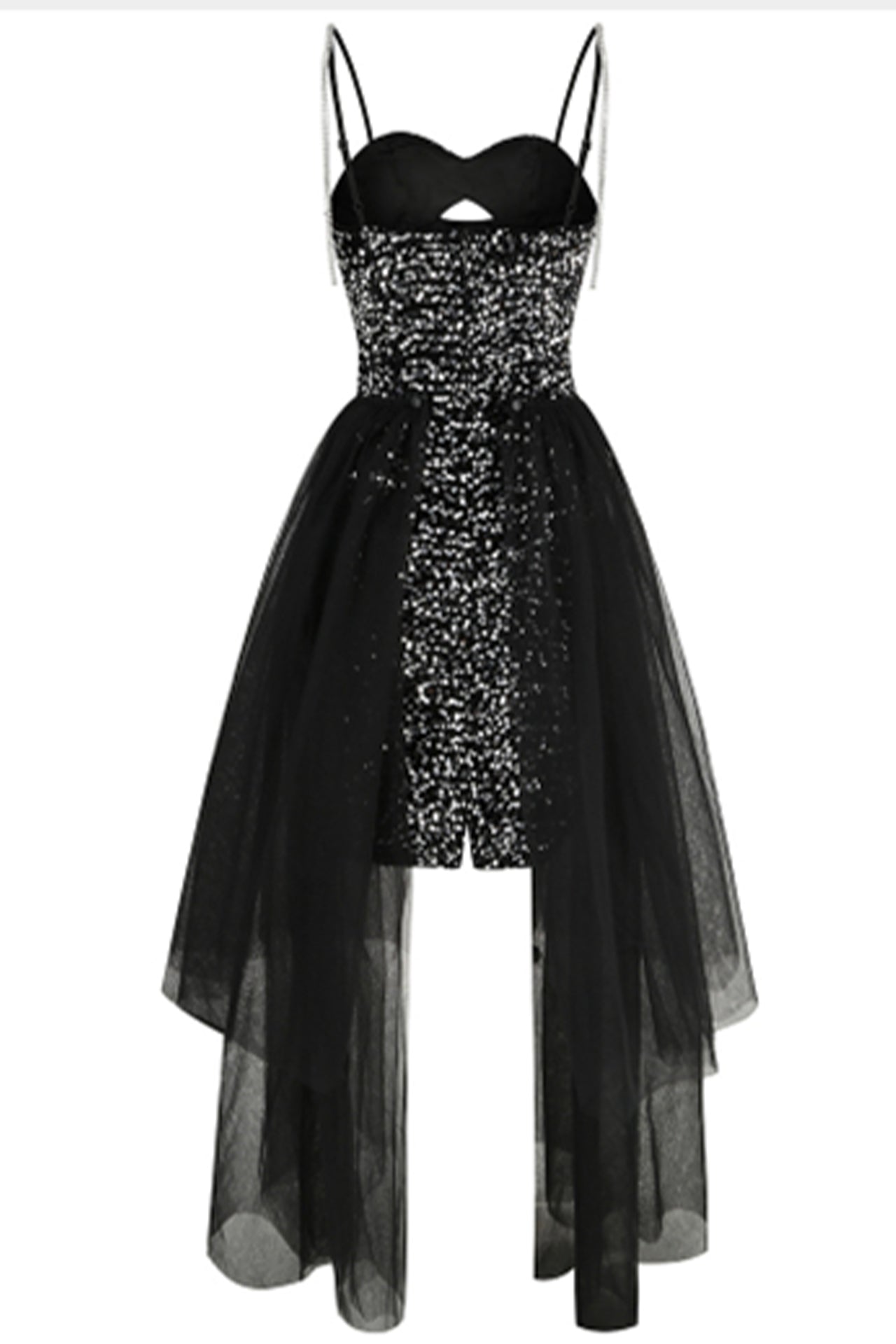 Korea Lily Sequined Mini Dress-Black