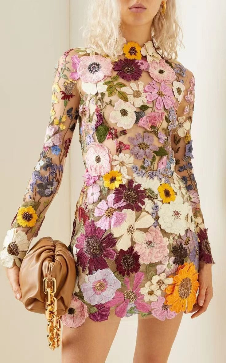 Samantha 3D Flower Mini Dress