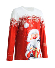 Christmas Casual Crew Neck Long Sleeve T-Shirt Top