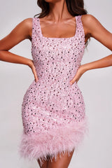 Lousia Sequin Festher Mini Dress