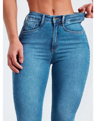 Slim fit pencil pants stretch high-rise jeans