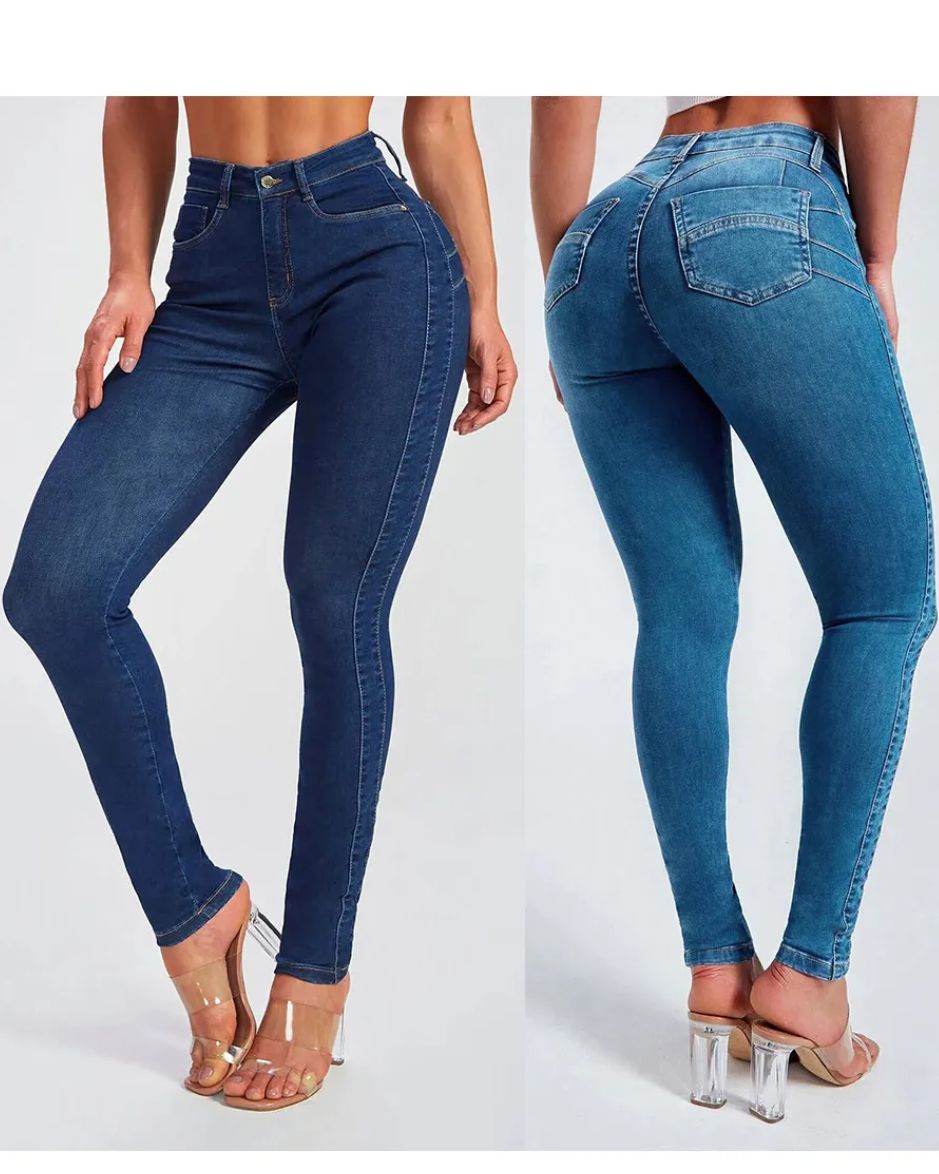 Slim fit pencil pants stretch high-rise jeans