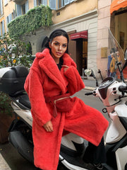 Jasmine Red Faux Fur Coat - Limited Stock