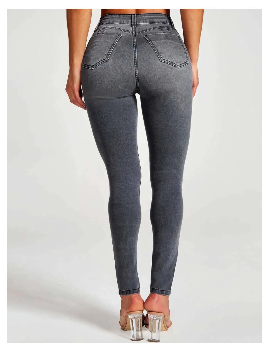 Slim fit pencil pants stretch high-rise jeans