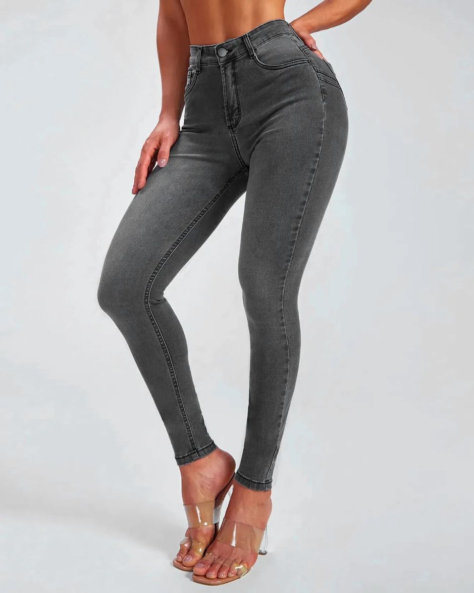 Slim fit pencil pants stretch high-rise jeans